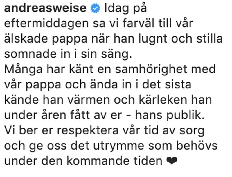 Bildkälla: Instagram/andreasweise Bildkälla: Instagram/andreasweise